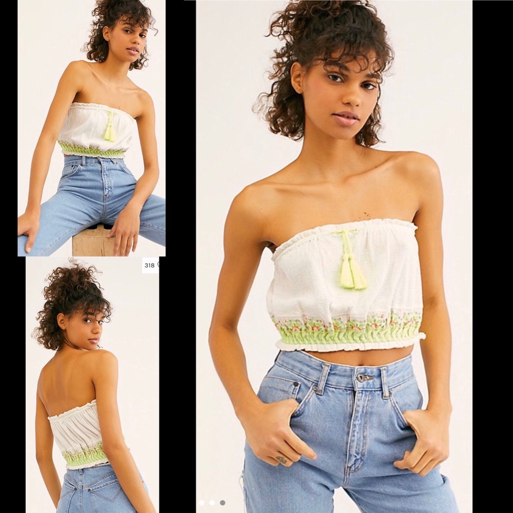 Free People Nomore Tiers Embroidered Boho Tube Top - Picture 1 of 7
